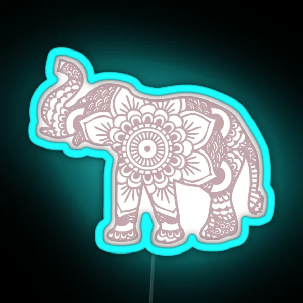 Mandala Elephant Lilac RGB Neon Sign