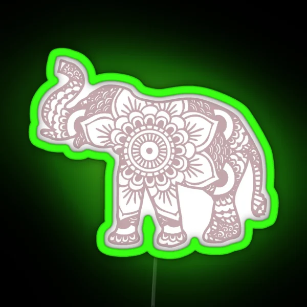 Mandala Elephant Lilac RGB Neon Sign