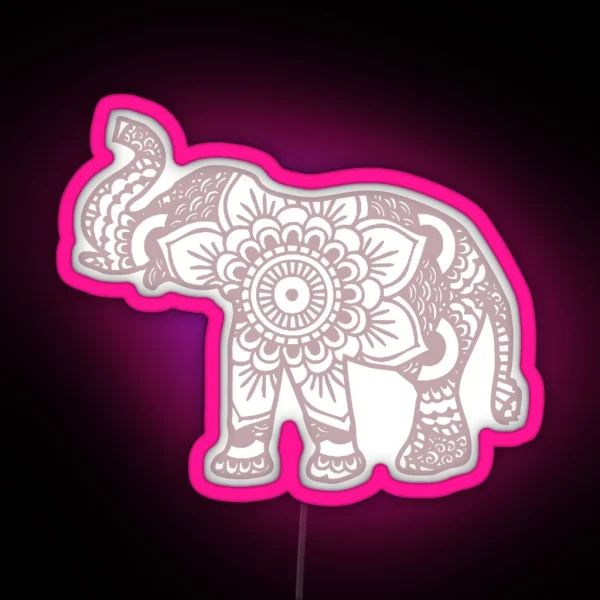 Mandala Elephant Lilac RGB Neon Sign