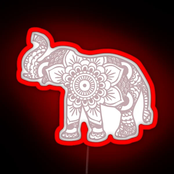 Mandala Elephant Lilac RGB Neon Sign
