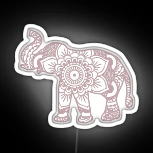 Mandala Elephant Lilac RGB Neon Sign