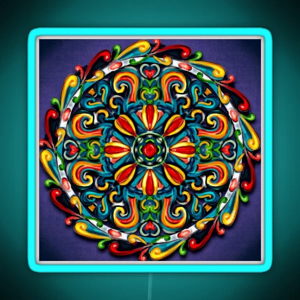 Mandala In A Painterly Style RGB Neon Sign