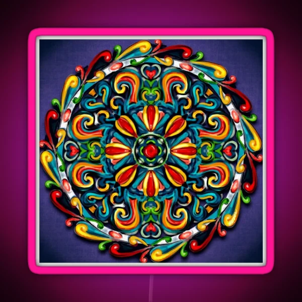 Mandala In A Painterly Style RGB Neon Sign