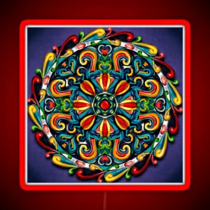 Mandala In A Painterly Style RGB Neon Sign