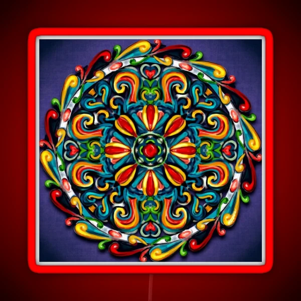 Mandala In A Painterly Style RGB Neon Sign