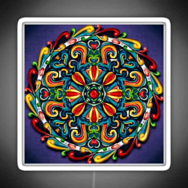 Mandala In A Painterly Style RGB Neon Sign