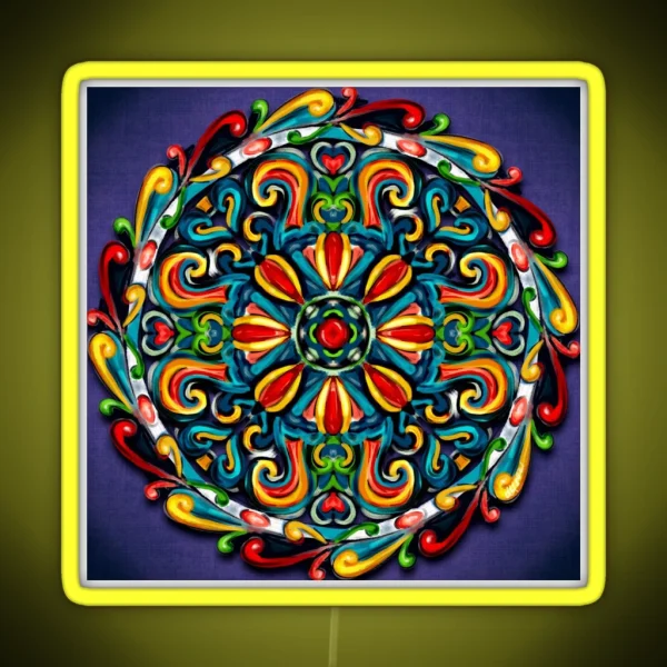 Mandala In A Painterly Style RGB Neon Sign