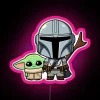 mando grogu rgb neon sign star wars character art neon pink sign