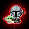 mando grogu rgb neon sign star wars artwork graphic design