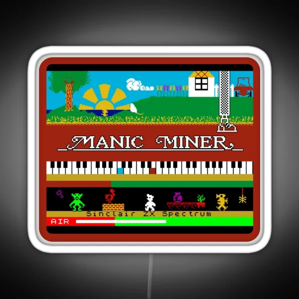 Manic Miner Main Menu Willy Enemies Piano And Game Over RGB Neon Sign