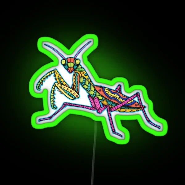 Manti The Praying Mantis RGB Neon Sign