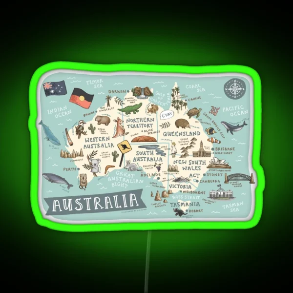 Map Of Australia RGB Neon Sign