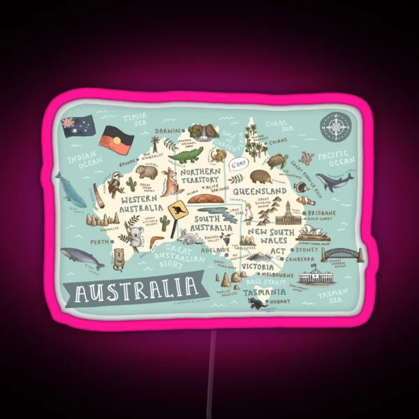 Map Of Australia RGB Neon Sign