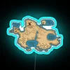 'neverland map with rgb neon sign lighting'