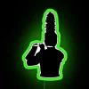 A vibrant RGB neon sign displaying a marching band piccolo with the number 17807 in green.