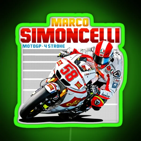 Marco Simoncelli 58 Motogp 4 Stroke RGB Neon Sign