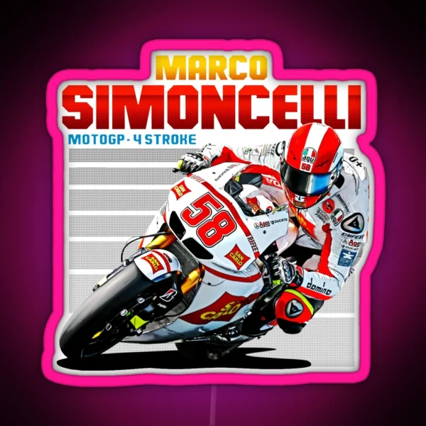 Marco Simoncelli 58 Motogp 4 Stroke RGB Neon Sign