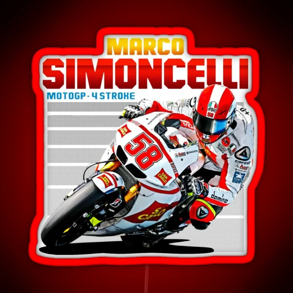 Marco Simoncelli 58 Motogp 4 Stroke RGB Neon Sign