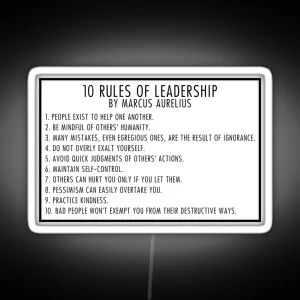 Marcus Aurelius 10 Rules Of Leadership RGB Neon Sign