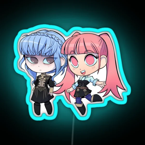 Marianne And Hilda Fire Emblem Three Houses Chibi Cutie RGB Neon Sign