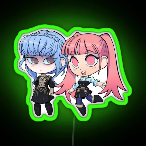 Marianne And Hilda Fire Emblem Three Houses Chibi Cutie RGB Neon Sign