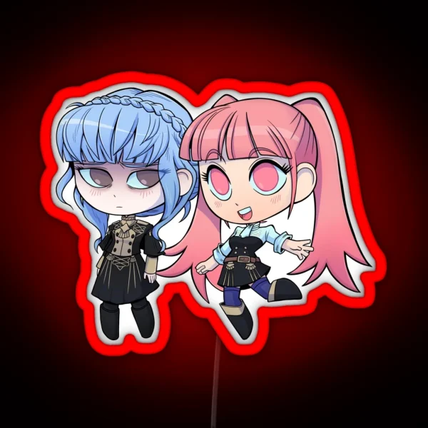 Marianne And Hilda Fire Emblem Three Houses Chibi Cutie RGB Neon Sign