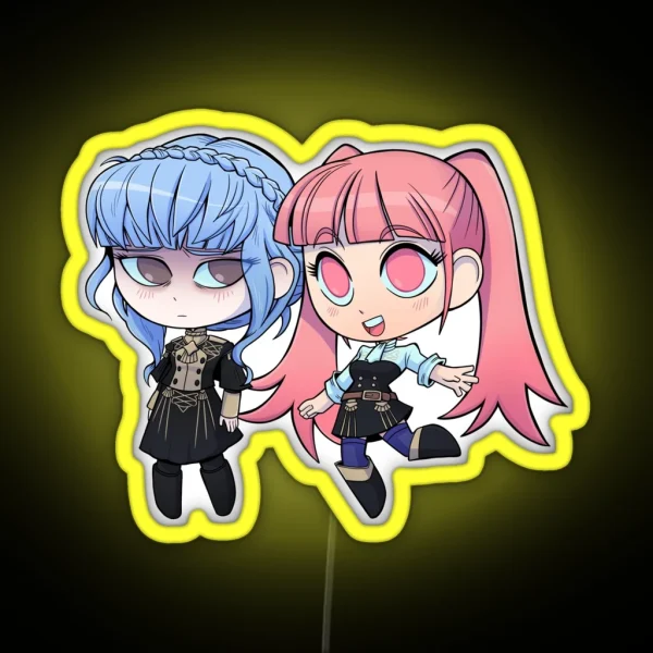 Marianne And Hilda Fire Emblem Three Houses Chibi Cutie RGB Neon Sign