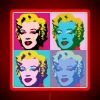 Marilyn Monroe neon sign art with vibrant RGB colors, featuring a retro vibe.