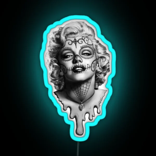 Marilyn Monroe Sugar Skull RGB Neon Sign
