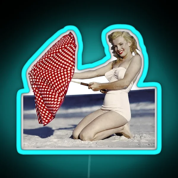 Marilyn On The Beach RGB Neon Sign