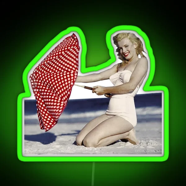 Marilyn On The Beach RGB Neon Sign