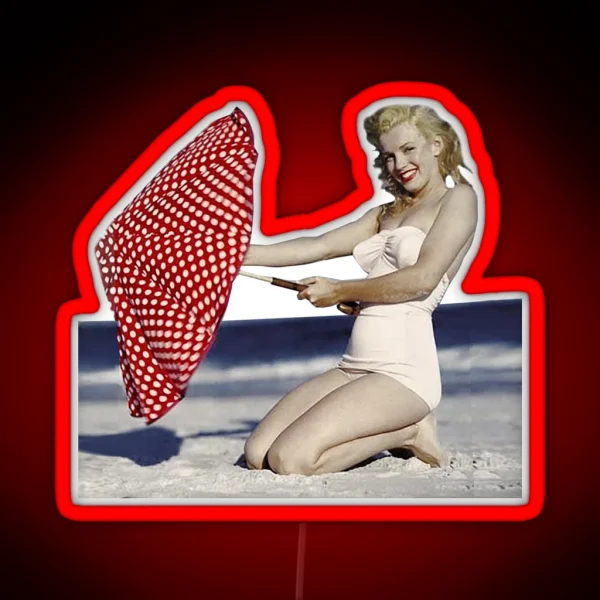 Marilyn On The Beach RGB Neon Sign