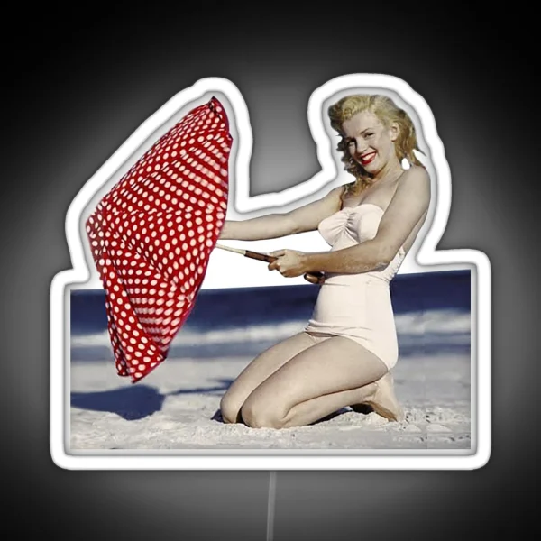 Marilyn On The Beach RGB Neon Sign