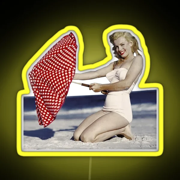 Marilyn On The Beach RGB Neon Sign