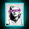 Marilyn Monroe in a blue RGB neon sign.