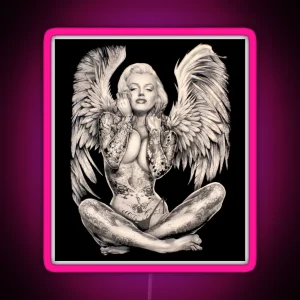 MARILYN Vintage Abstract Tattooed Angel Print RGB Neon Sign