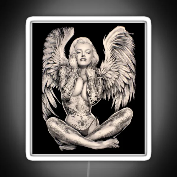 MARILYN Vintage Abstract Tattooed Angel Print RGB Neon Sign