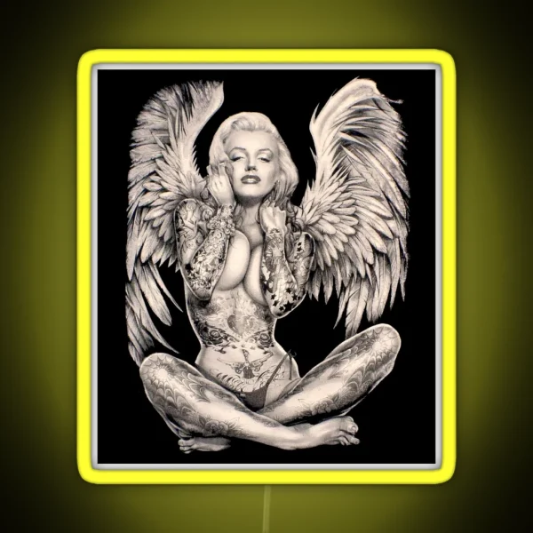 MARILYN Vintage Abstract Tattooed Angel Print RGB Neon Sign