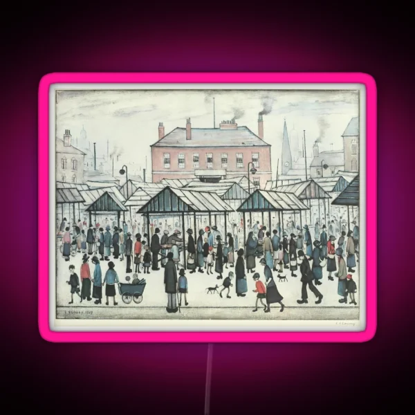 Market Scene Northern Town 1939 RGB Neon Sign