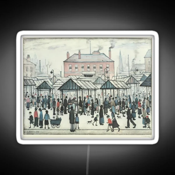 Market Scene Northern Town 1939 RGB Neon Sign