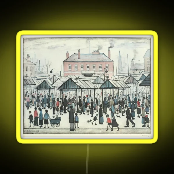 Market Scene Northern Town 1939 RGB Neon Sign