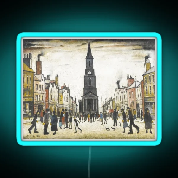 Market Scene Northern Town 1939 RGB Neon Sign