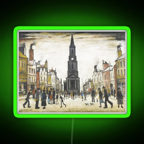 Market Scene Northern Town 1939 RGB Neon Sign