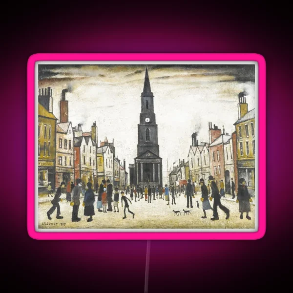 Market Scene Northern Town 1939 RGB Neon Sign