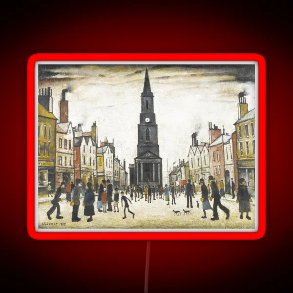Market Scene Northern Town 1939 RGB Neon Sign