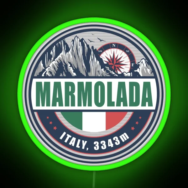 Marmolada Italy Flag Mountain Hiking Design RGB Neon Sign