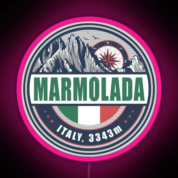 Marmolada Italy Flag Mountain Hiking Design RGB Neon Sign