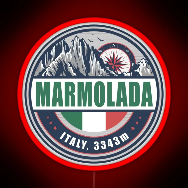 Marmolada Italy Flag Mountain Hiking Design RGB Neon Sign