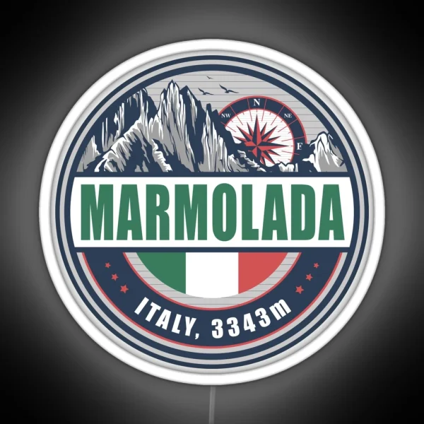 Marmolada Italy Flag Mountain Hiking Design RGB Neon Sign