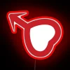 Mars symbol neon sign in RGB colors, red version.